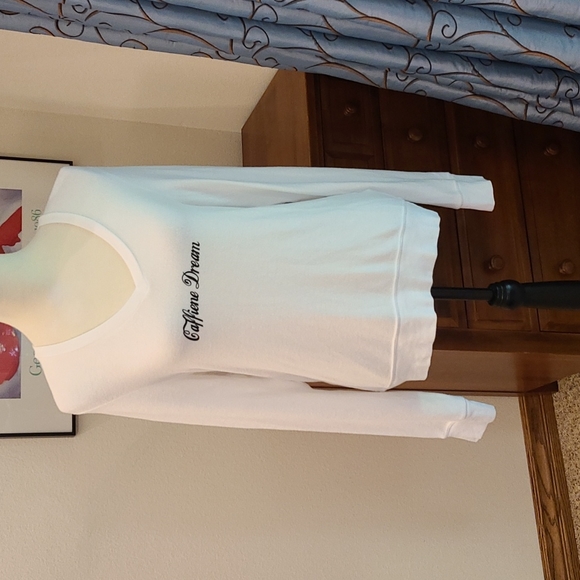 CCO⬇️ Wildfox NWT misspelled white V neck "Caffiene Dream" NWT - Picture 2 of 16